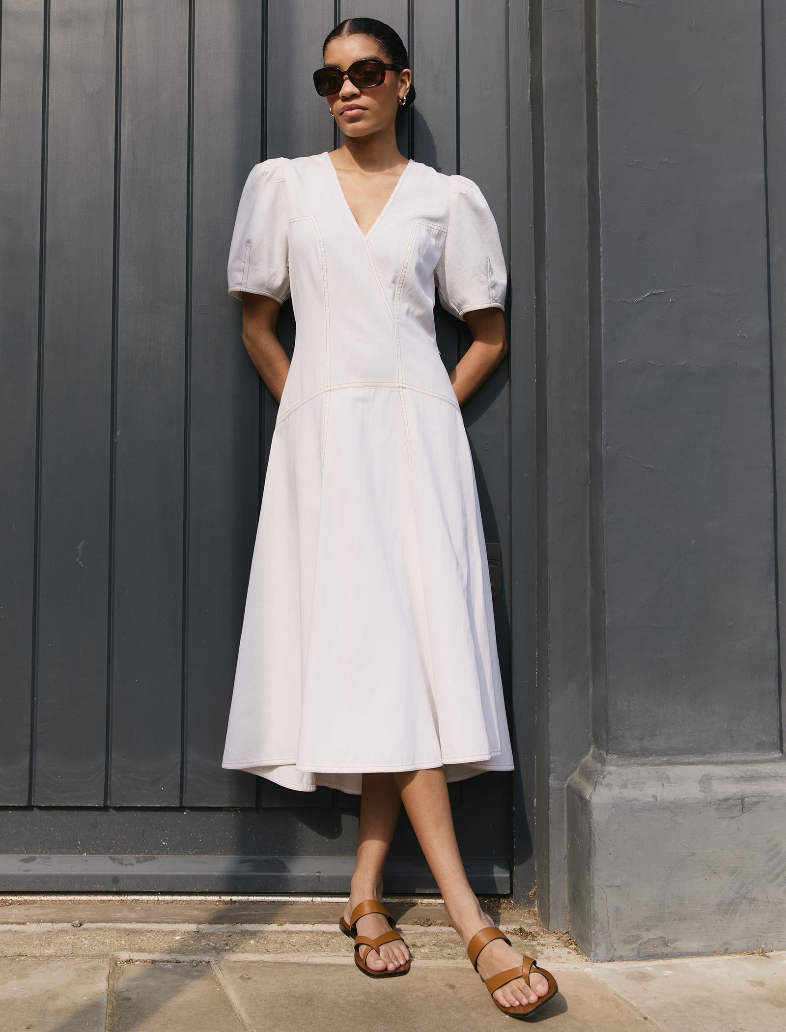 Robin Denim Maxi Dress - White