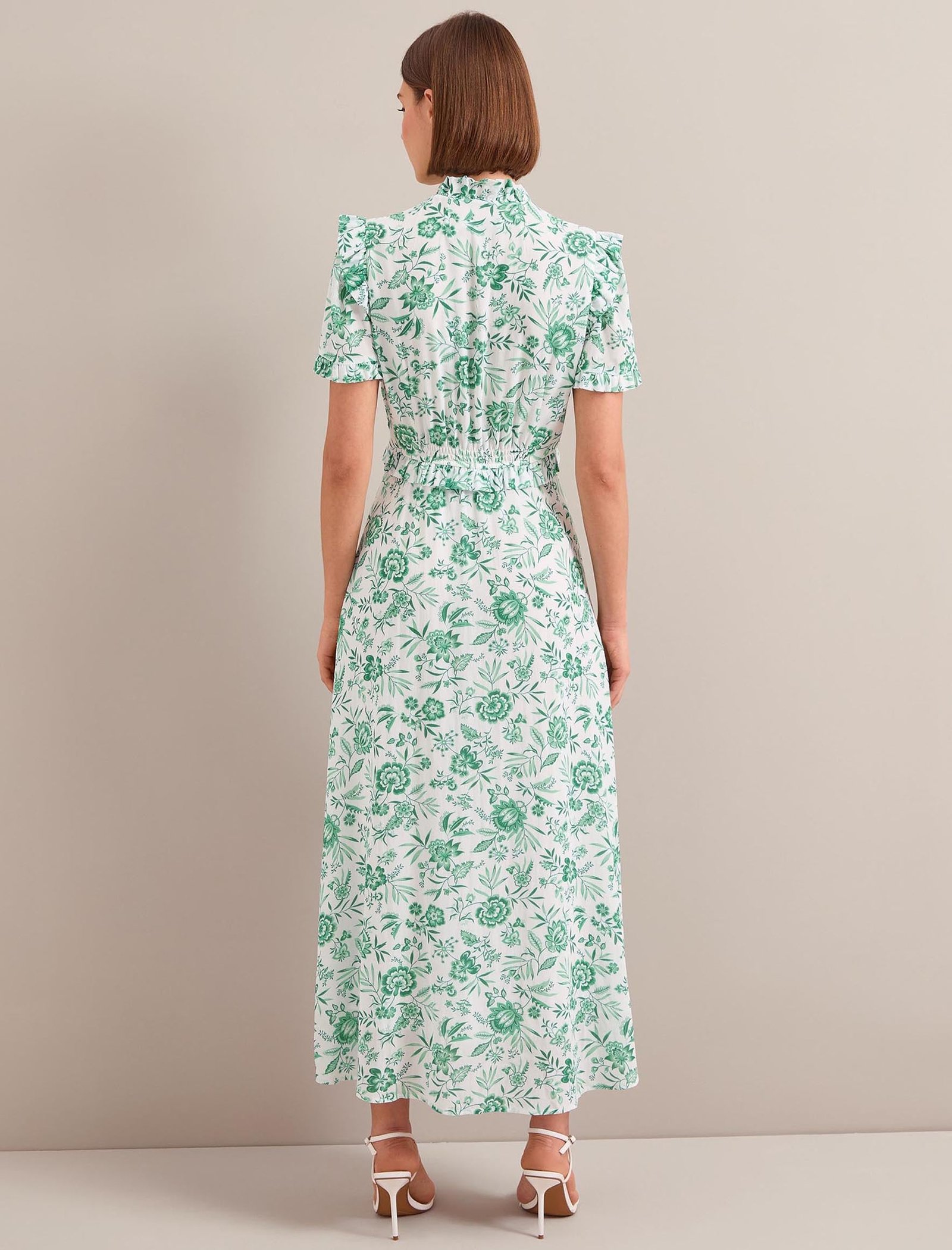 Liliana Cotton Blend Maxi Dress - Green Palm Floral Print - Image 10