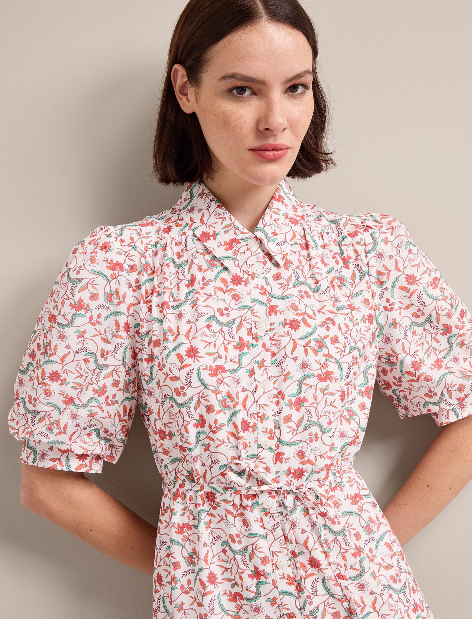 Poppy Silk Blend Maxi Dress - Red Trailing Feather Print - Image 2